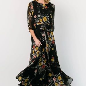 BALTIC BORN Rebecca Maxi Dress/Botanical Floral Print size Large worn once EUC